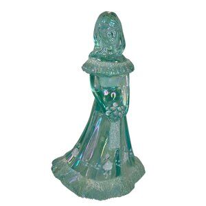 Fenton Bridesmaid Sea Mist Mint Green Iridescent Signed Shelly Fenton & A Farley